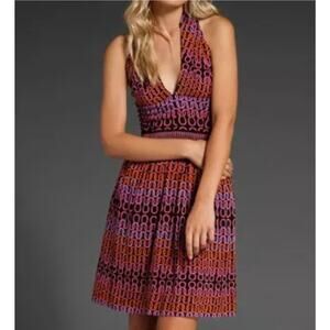 Trina Turk Womens 8 Blank Pink Orange Campania Silk Halter Mini Dress NEW